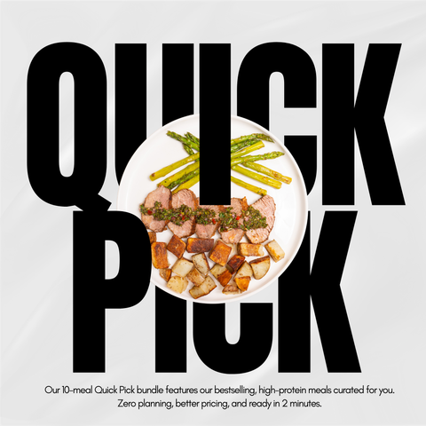 HealthyHolic Quick Pick 10-Meal Pack featuring a bundle of best-selling prepared meals